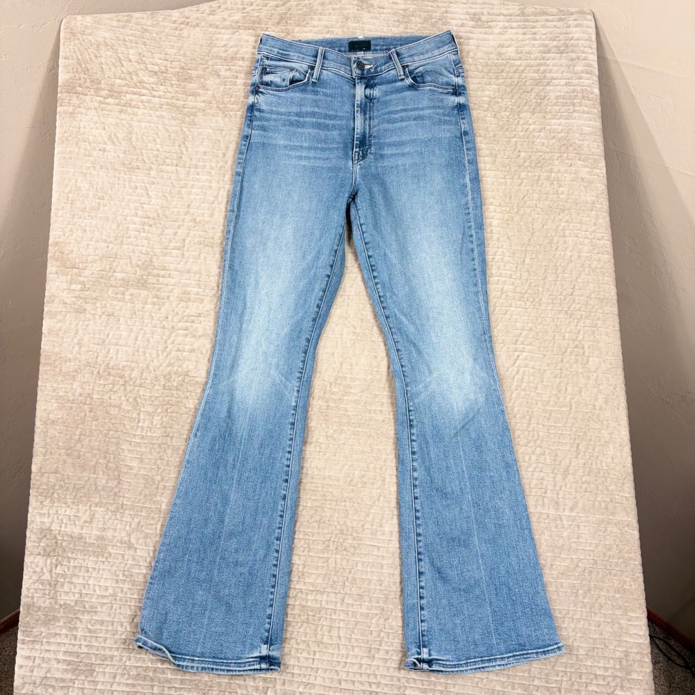 Mother High Waisted Weekender Skimp Flare Jeans We The Animals Blue Size 28